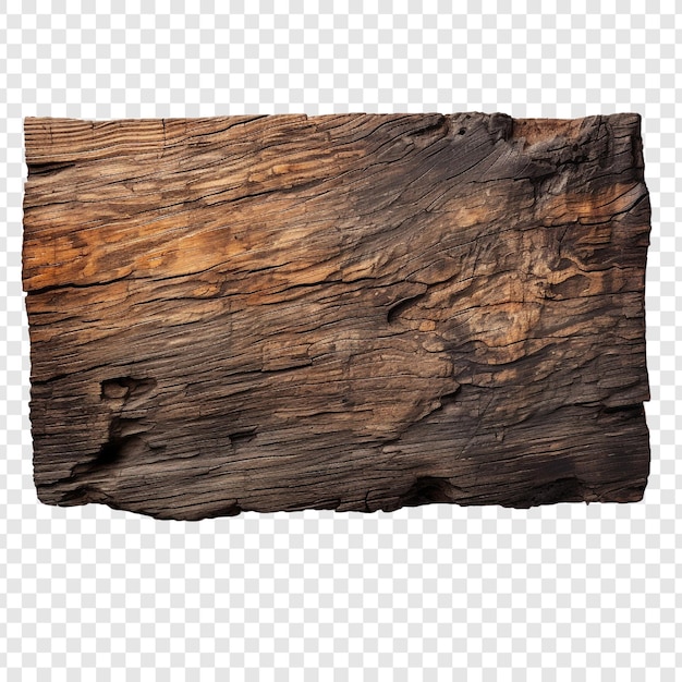 Бесплатный PSD Сгорела деревянная доска, изолированная на прозрачном фоне
