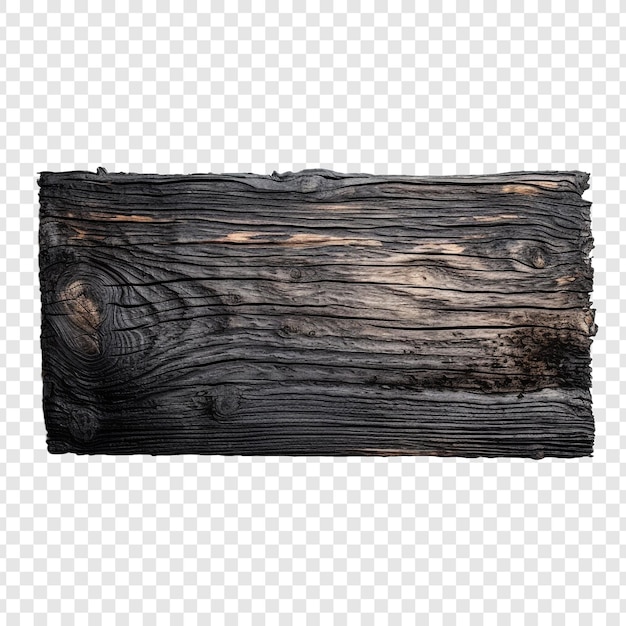 Сгорела деревянная доска, изолированная на прозрачном фоне