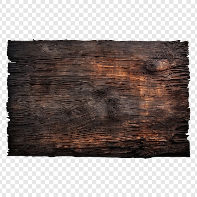 Free PSD burnt wooden plank isolated on transparent background