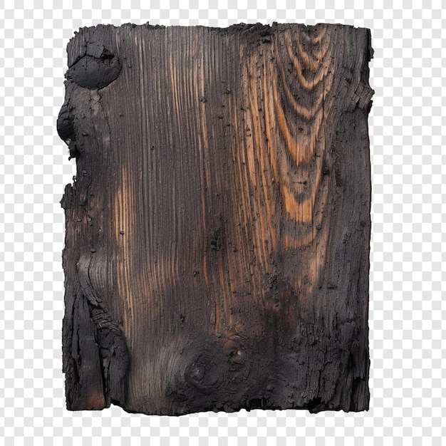 Free PSD burnt wooden plank isolated on transparent background