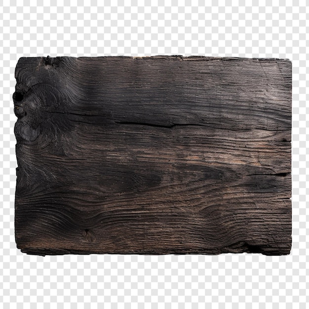 Free PSD burnt wooden plank isolated on transparent background