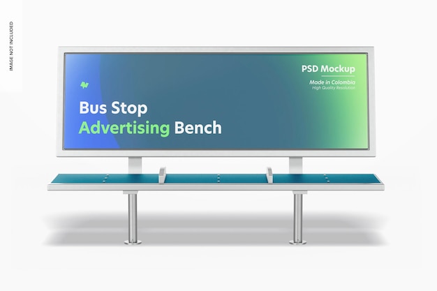 Bus Stop Advertising Bench Mockup, Front View
