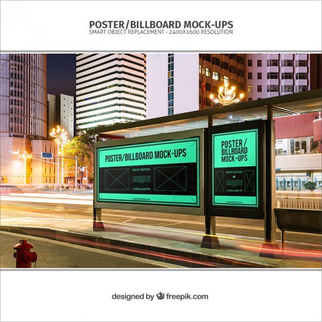 Bus stop billboards mockup