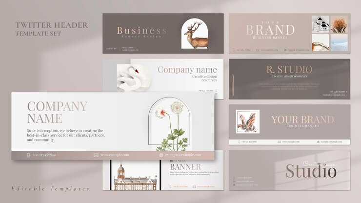 Free PSD business banner editable psd template with laptop/photo frame/window shadow set/