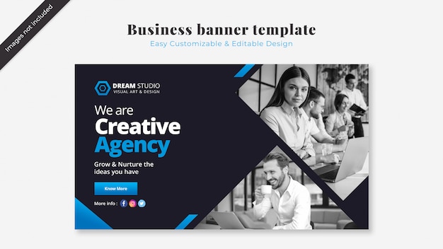 Business banner template with blue details