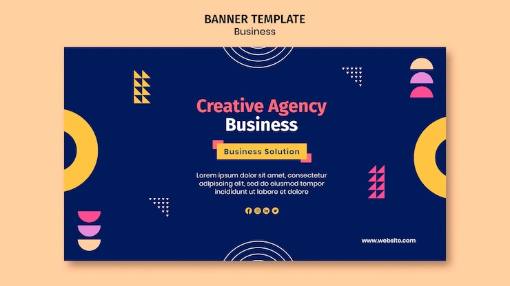 Free PSD business banner template with colorful shapes