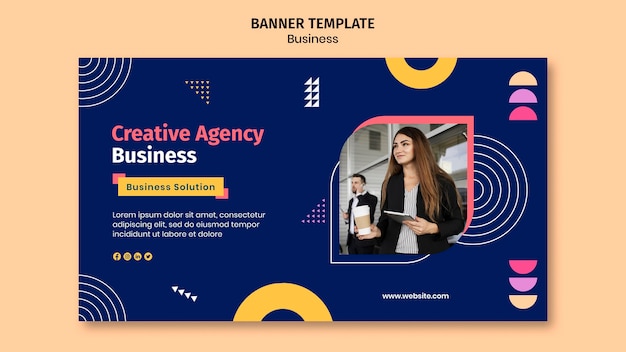 Business banner template with colorful shapes