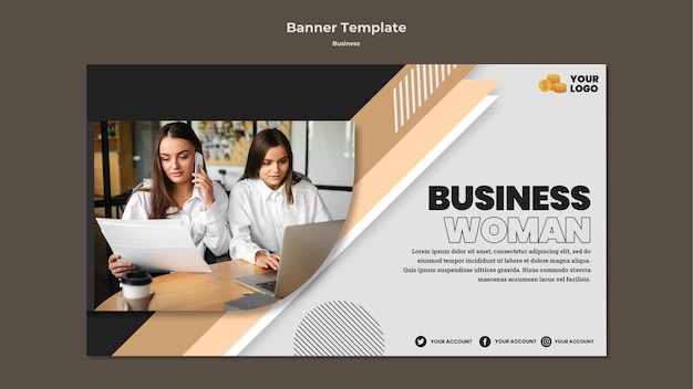 Business banner template with photo