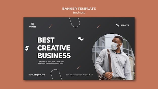 Business banner template with photo