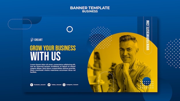 Free PSD business banner template with photo