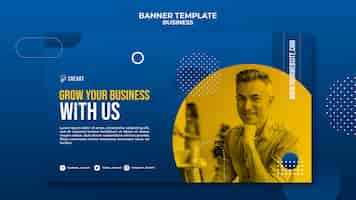 Free PSD business banner template with photo