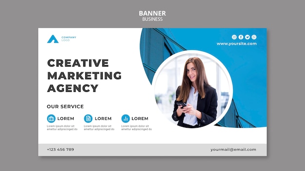 無料PSD 写真付きのビジネスバナーテンプレート