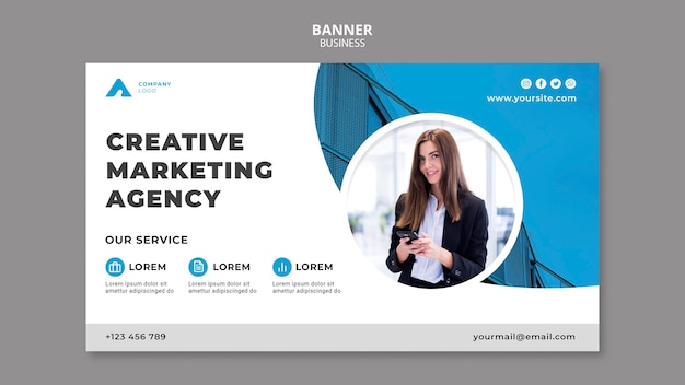 Business banner template with photo