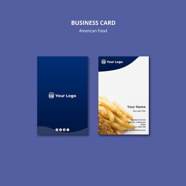 Free PSD business card for american food restaurant