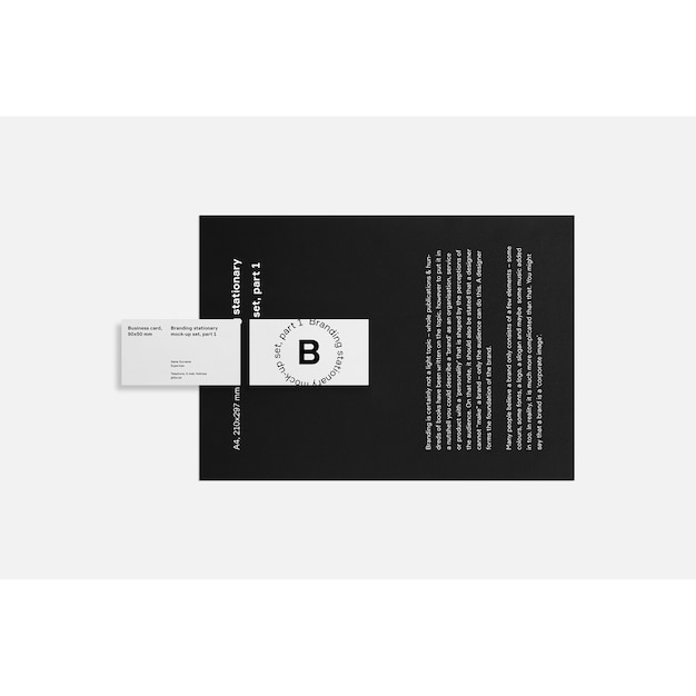 Business card on black brochure mock up
