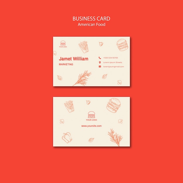 Business card for burger restaurant