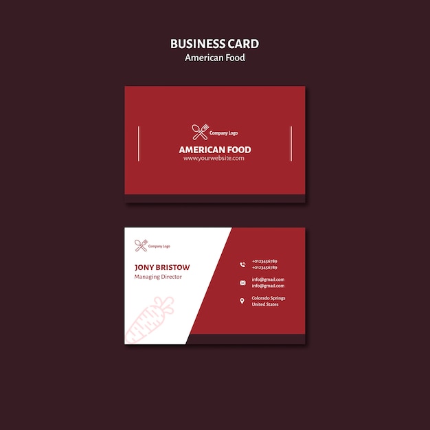 Free PSD business card design american food