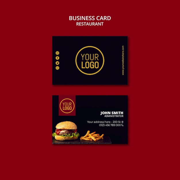 Free PSD business card design for restaurant