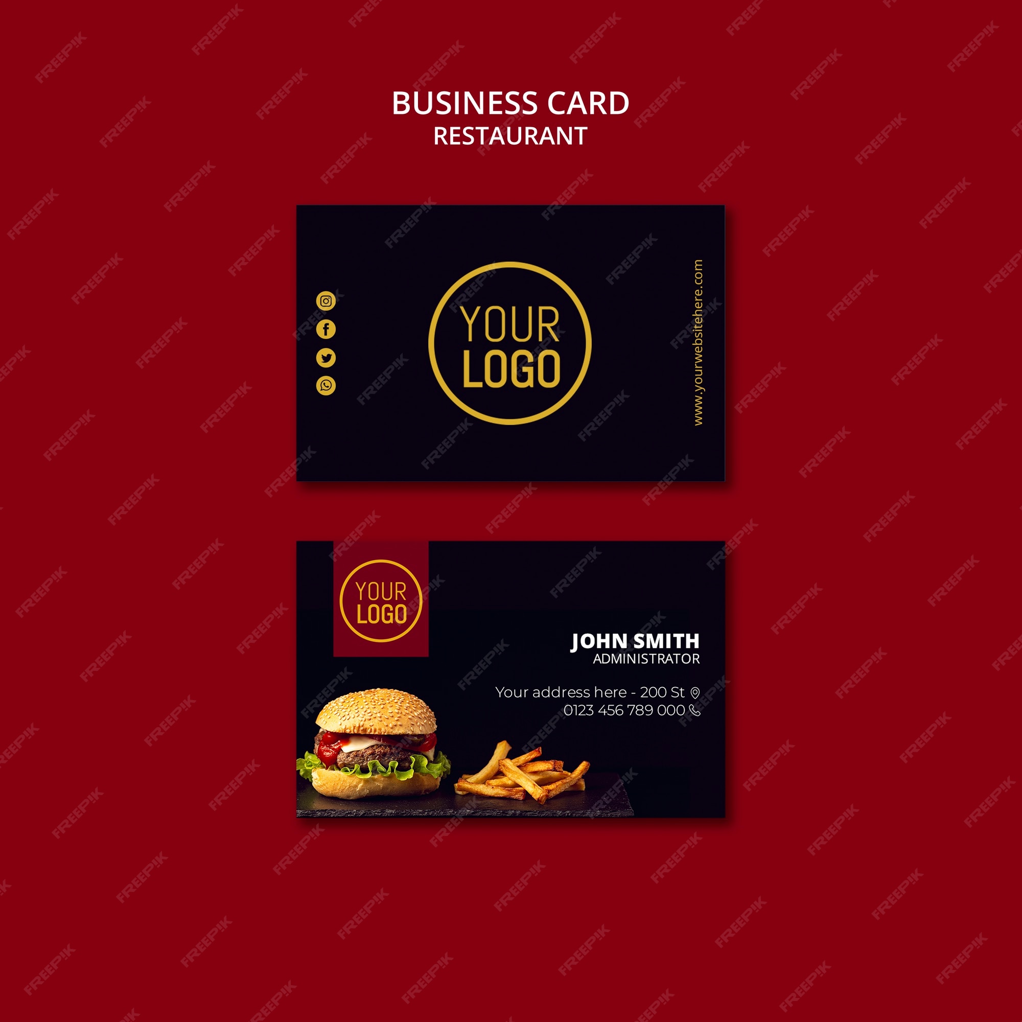 Free PSD | Business card design for restaurant