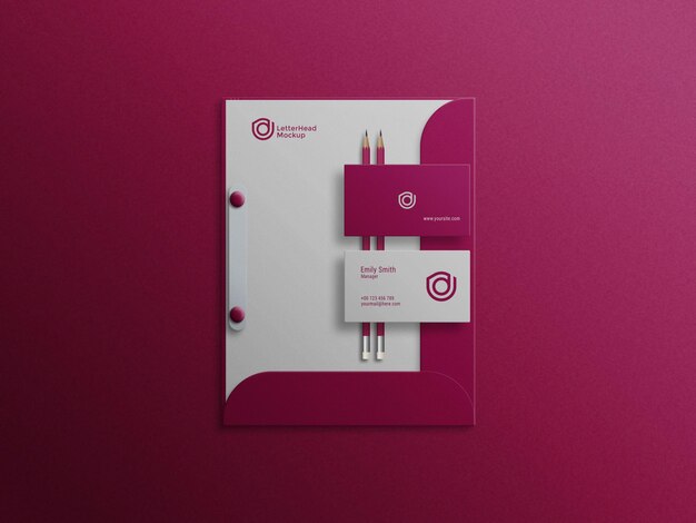 Business card on file holder psd mockup