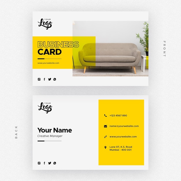 Free PSD business card for furniture and home decor company