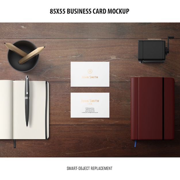 Free PSD business card mockup