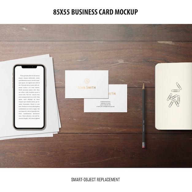 Free PSD business card mockup