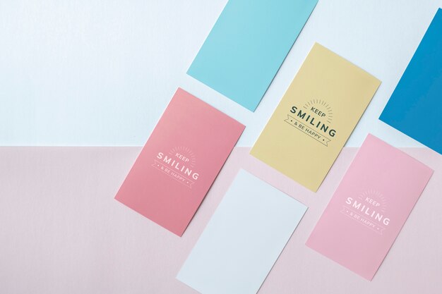 Premium PSD  Color palette cards mockup side view