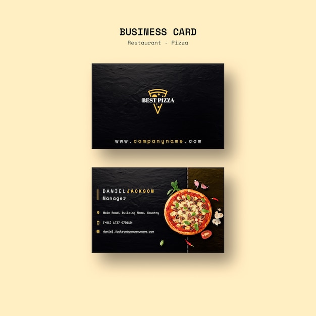 Free PSD business card for pizza restaurant