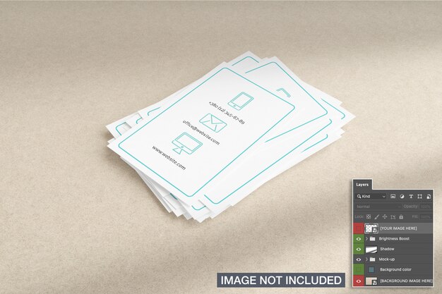 Business card stacks mockup