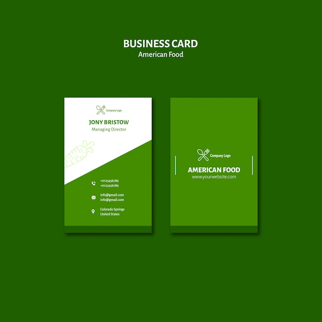 Free PSD business card style american food