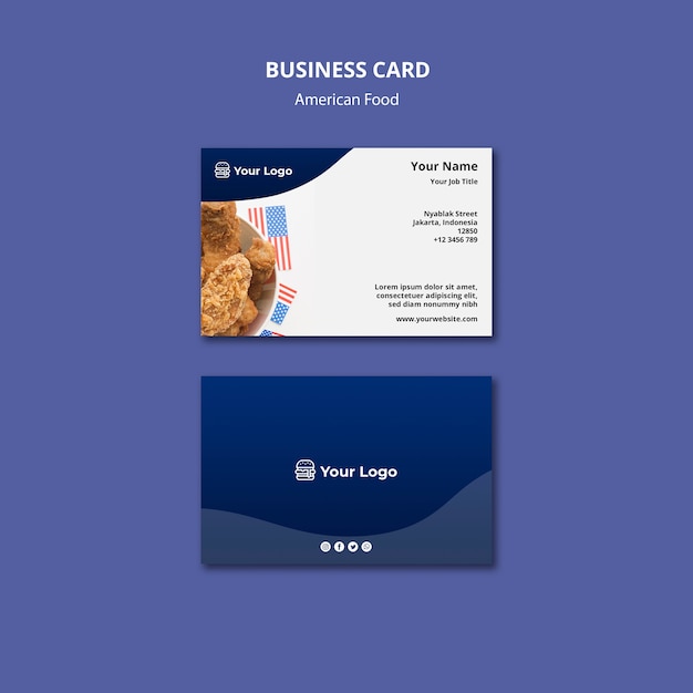 Free PSD business card template for american food restaurant