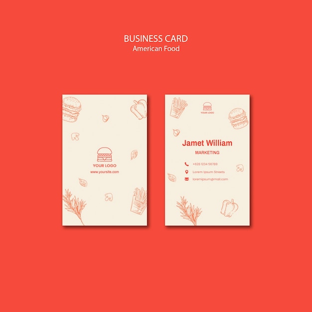 Free PSD business card template for burger restaurant