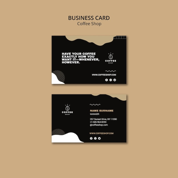 Free PSD business card template concept for coffee shop