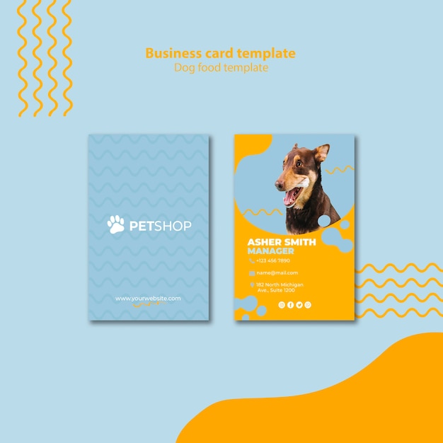 Free PSD business card template concept for pet shop