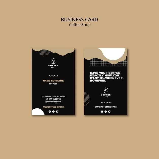 Business Card Template Design for Coffee Shop – PSD Templates