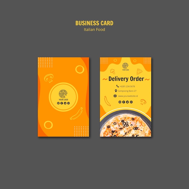 Free PSD business card template for italian food bistro