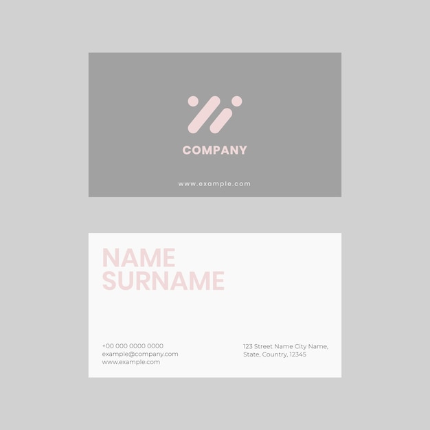 Free PSD business card template psd in grey and white tone flatlay