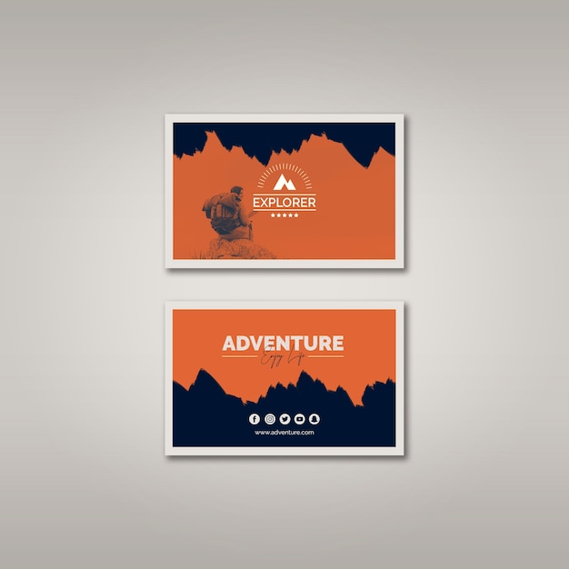 Free PSD business card template with adventure concept