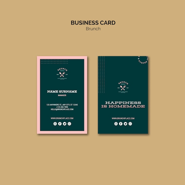 Free PSD business card template with brunch theme