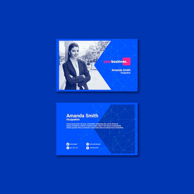 Business card template with business woman