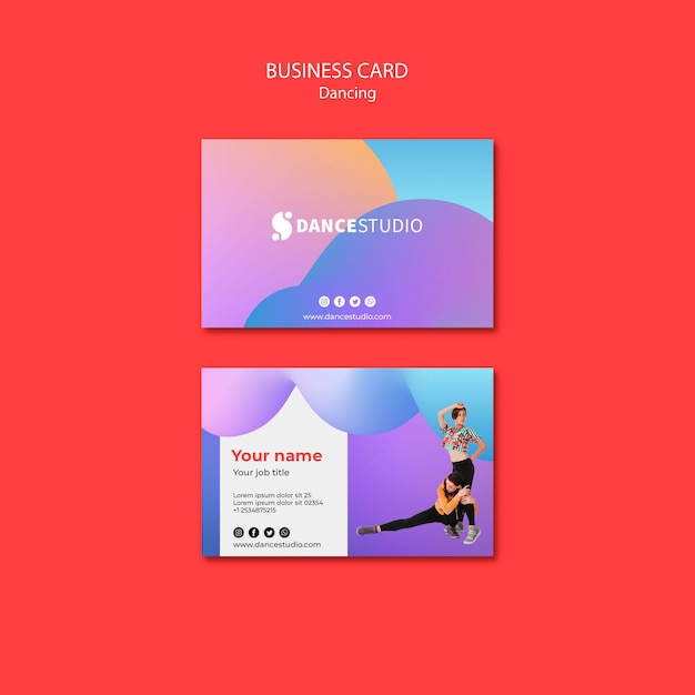 Free PSD business card template with dance