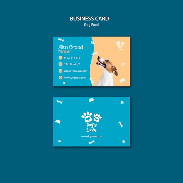 Business card template with dog food