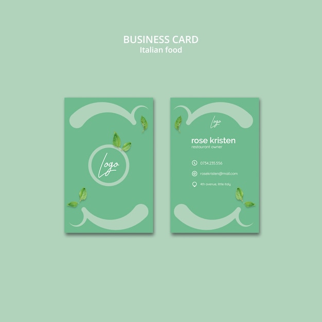 Free PSD business card template with italian food