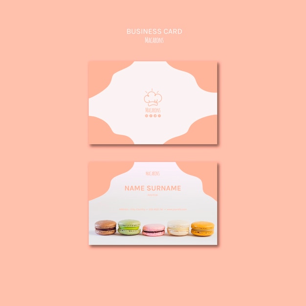 Free PSD business card template with macarons concept