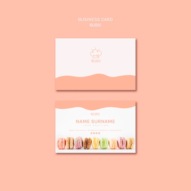 Free PSD business card template with macarons theme