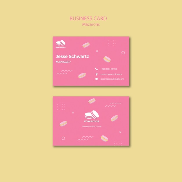 Business card template with macarons