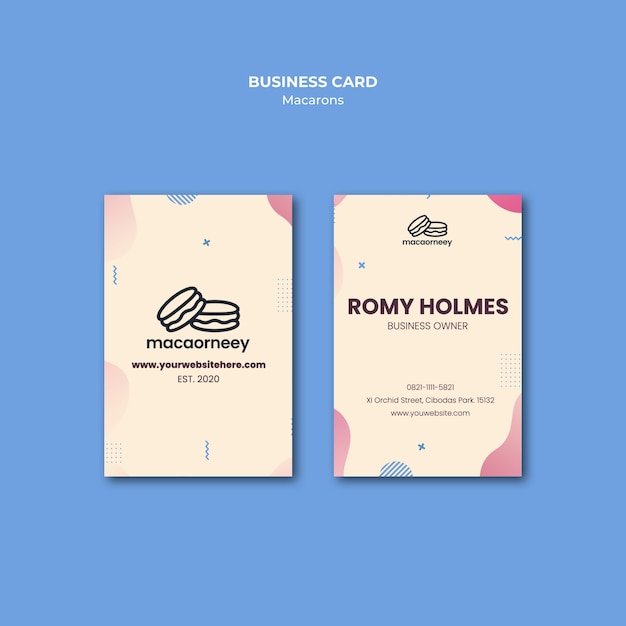 Business card template with macarons