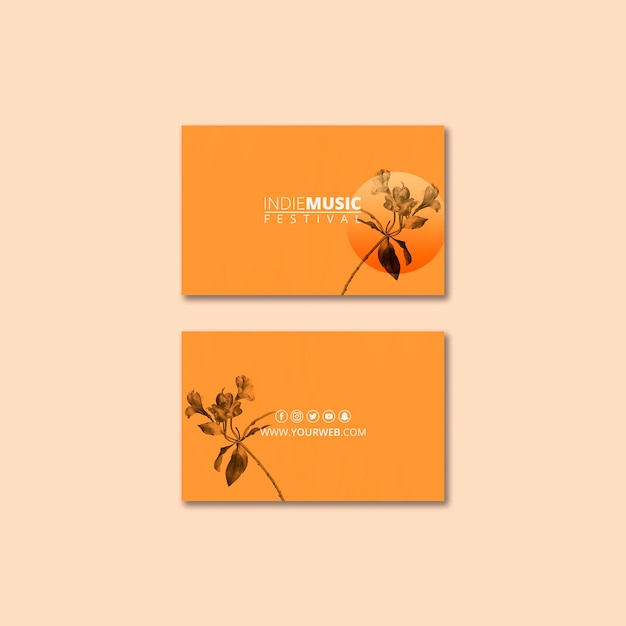 Free PSD business card template with spring festival concept