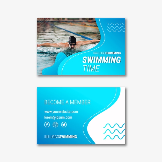 Шаблон визитки с плаванием